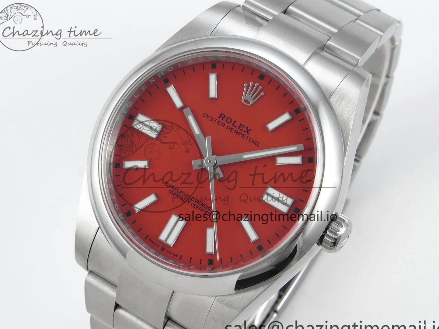 0204 Sustainable Oyster Perpetual 124300 41mm EWEF Best Edition 904L Steel Red Dial A 768